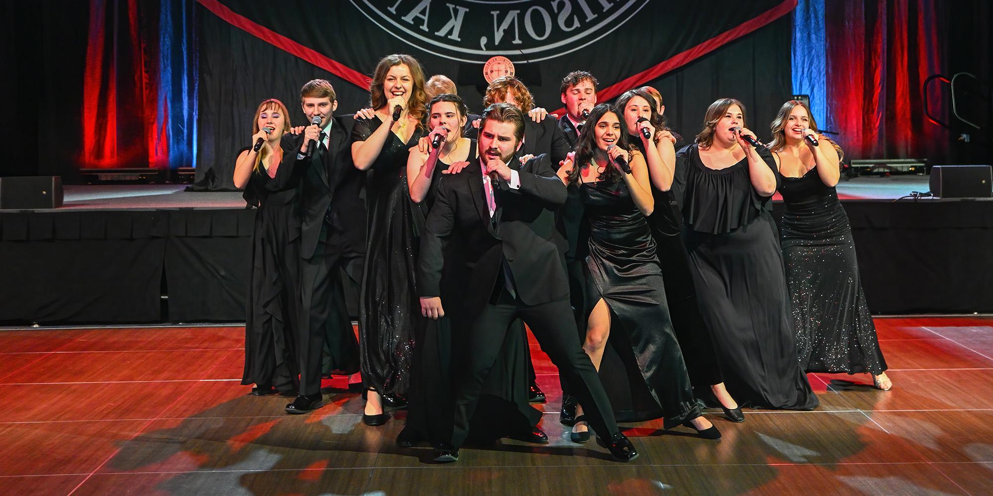 The Lemkeys, a student a cappella group, performs at the Scholarship Ball